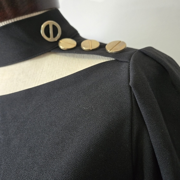 Jennifer By Design Club Blackfiyyed Choker Dress. Size Small - Picture 3 of 13